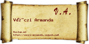 Váczi Armanda névjegykártya